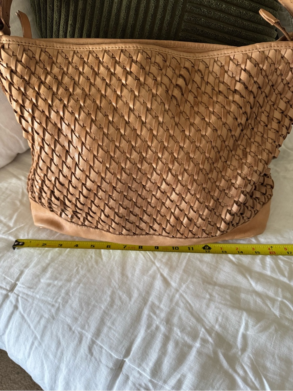 Woven Leather Hobo Bag - Tan - Picture 2 of 7